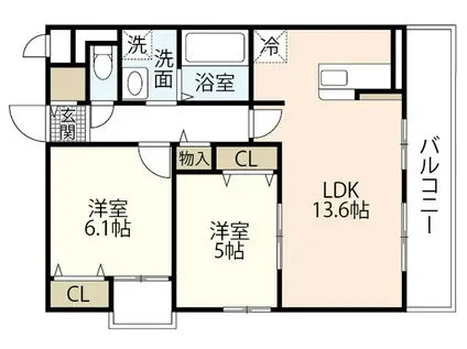 コレッソ・M(2LDK/1階)の間取り写真