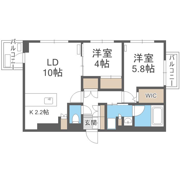 SーRESIDENCE南円山BLAZE(2LDK/1階)の間取り写真
