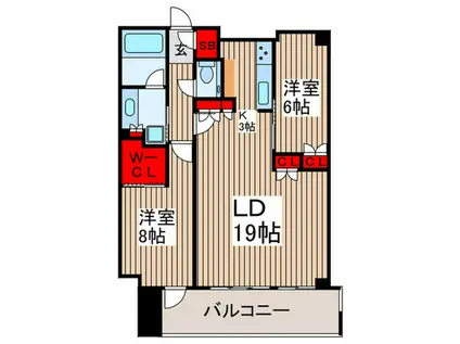 スカイズタワー&ガーデン(2LDK/9階)の間取り写真