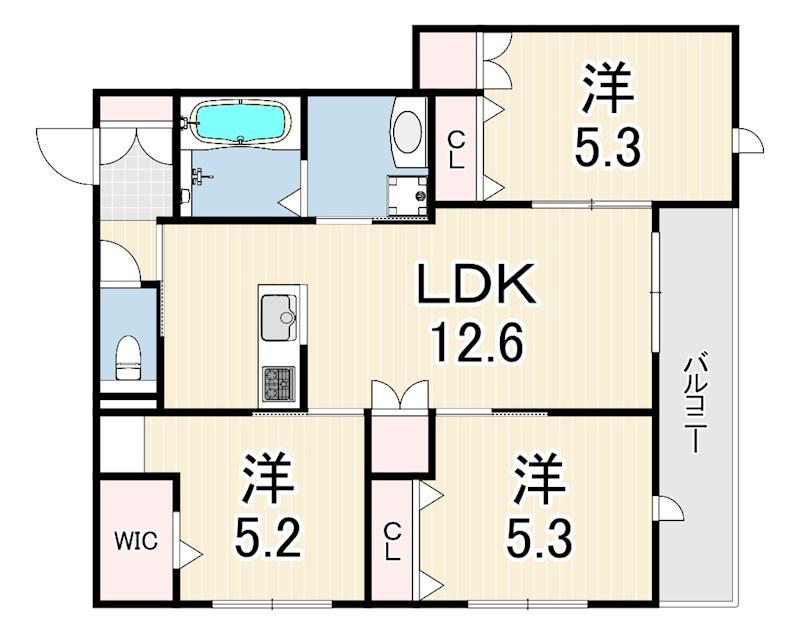 LA VITA摂津本山(3LDK/4階)の間取り写真
