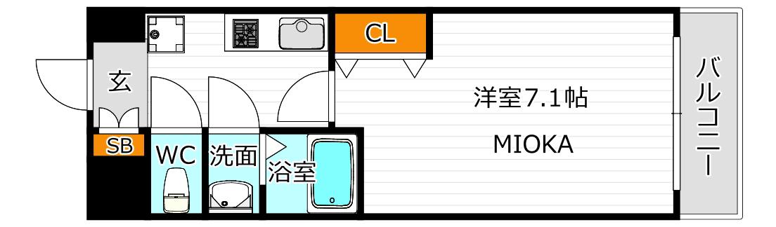 M-CITY天王寺(1K/8階)の間取り写真