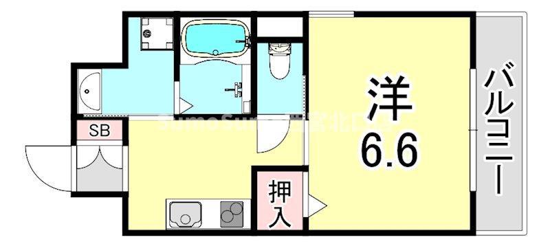 コモ西宮北口(1K/2階)の間取り写真