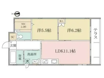 ヘーベルヴィレッジ万願寺GRAND VIEW万願寺(2LDK/3階)の間取り写真