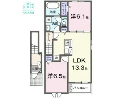 ベル フルリールリノア(2LDK/2階)の間取り写真