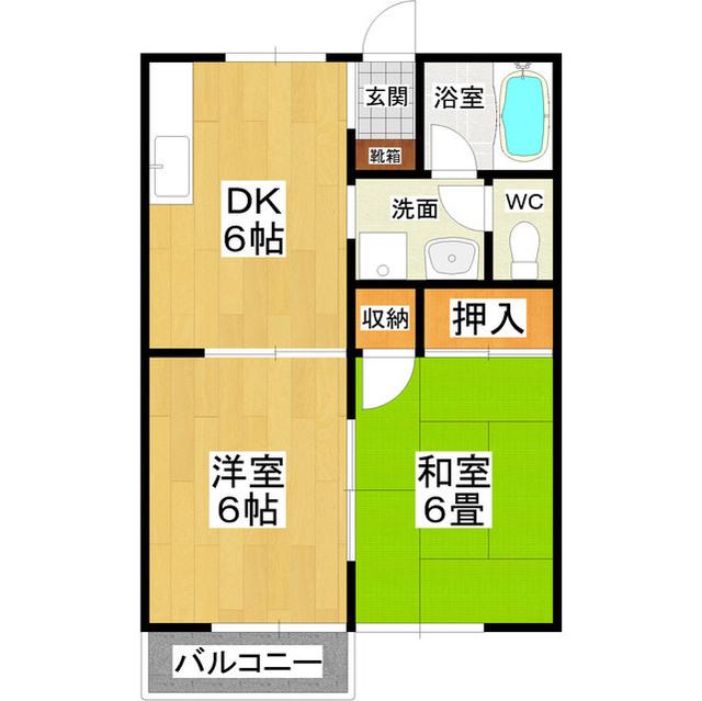 シャルル(2DK/1階)の間取り写真
