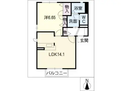 プロムナード南浜田D棟(1LDK/2階)の間取り写真