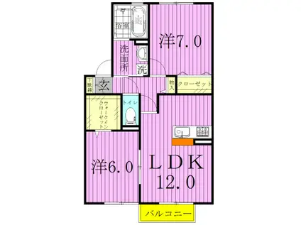 メルベーユ西白井(2LDK/2階)の間取り写真