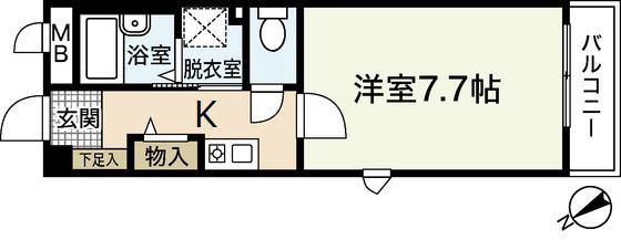 フィネス岡西(1K/2階)の間取り写真