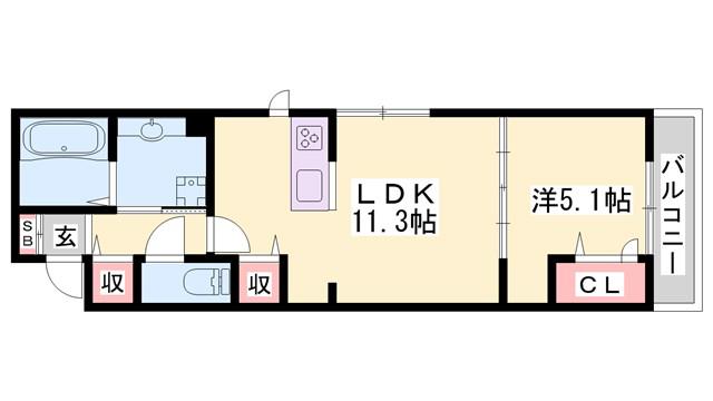 D-PLACE安田(1LDK/3階)の間取り写真