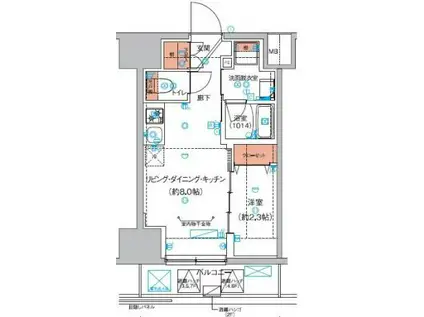 ハーモニーレジデンス巣鴨山手インサイド(1LDK/5階)の間取り写真