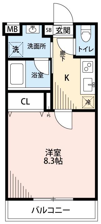 フォレスト リオ(1K/2階)の間取り写真