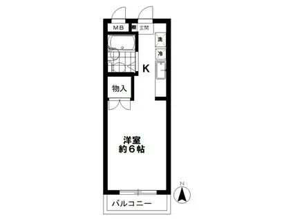 シャーリーハイツ(1K/3階)の間取り写真