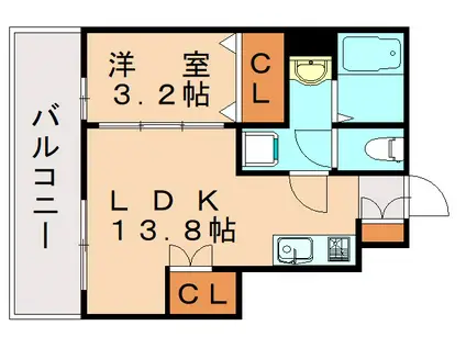 コンフォートプレイス小倉(1LDK/1階)の間取り写真