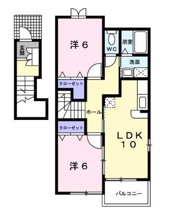 メゾンフォレスタC棟(2LDK/2階)の間取り写真