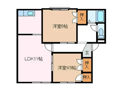 タウニィ樹里A(2LDK/1階)の間取り写真
