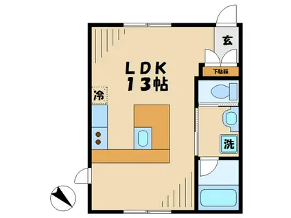 ブランシュール(ワンルーム/1階)の間取り写真