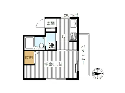 CASA IC(1K/2階)の間取り写真