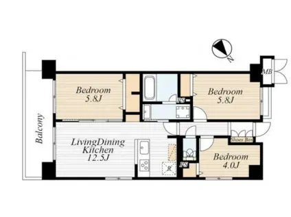 ミサワホームズ東大井(3LDK/5階)の間取り写真