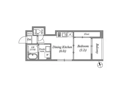 GRANSTELLA 帝塚山(1DK/1階)の間取り写真