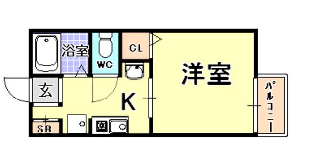 フレグランス神明(1K/2階)の間取り写真