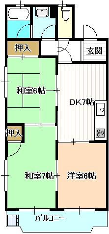 マンション雅(3DK/4階)の間取り写真
