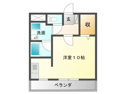 メゾントルヴェール(1K/2階)の間取り写真