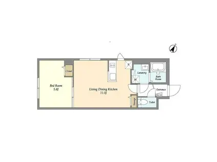 タスキSMART新大塚II(1LDK/1階)の間取り写真