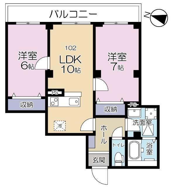 エーフラット2(2LDK/1階)の間取り写真