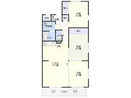 メゾン浪打(3LDK/3階)の間取り写真