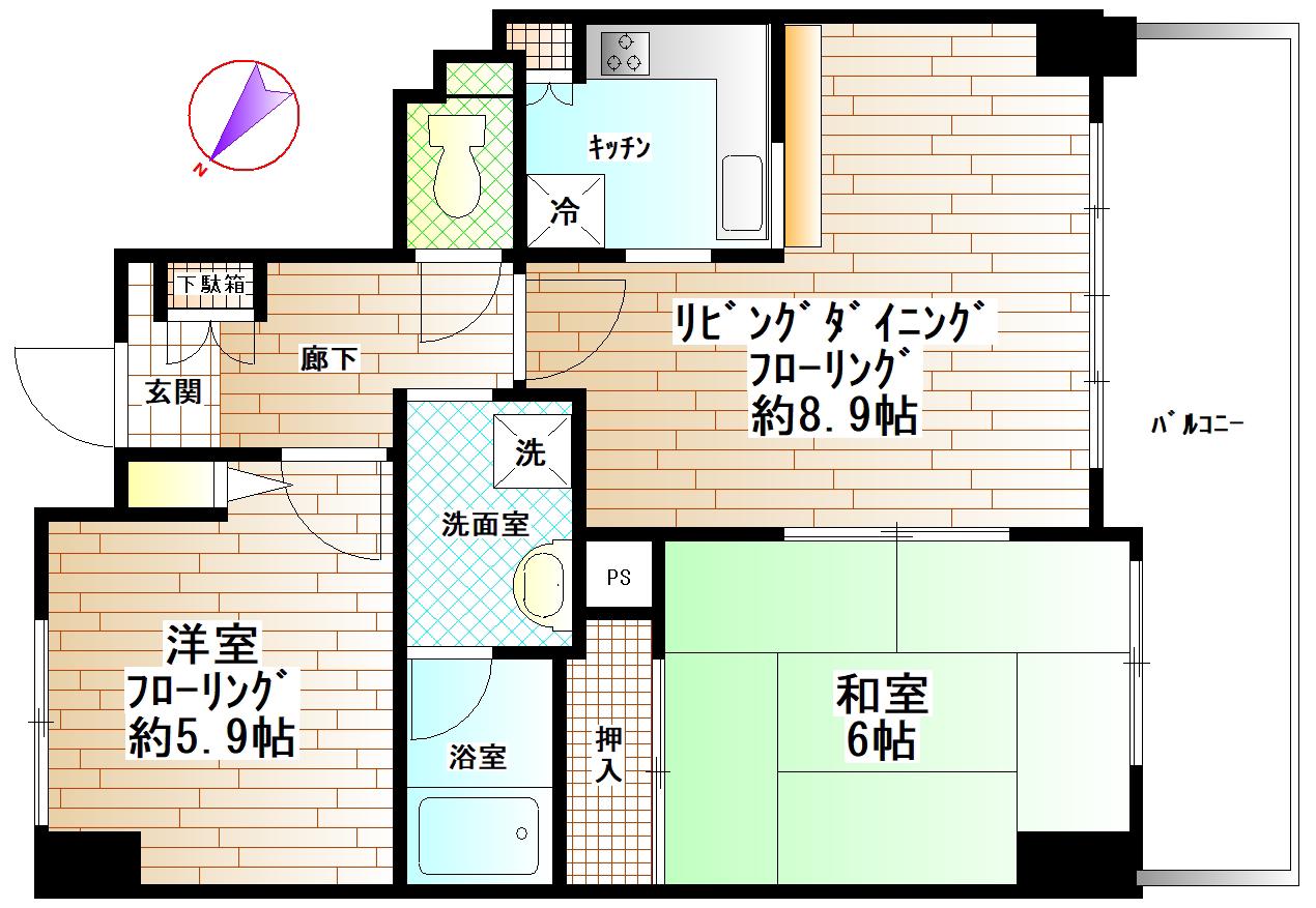 ナイスアーバンプラザ横濱ウエスト(2LDK/11階)の間取り写真