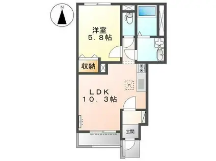 RISE(1LDK/1階)の間取り写真