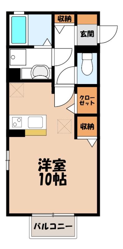 HEALINGROVE N(ワンルーム/1階)の間取り写真