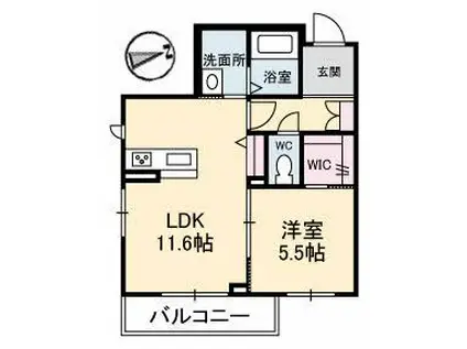 ラ・ベル・デ・ジュール(1LDK/2階)の間取り写真