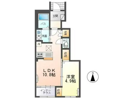 メゾンド・ソレイユ(1LDK/1階)の間取り写真