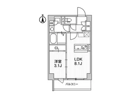 ルネサンスコート東新宿(1LDK/5階)の間取り写真