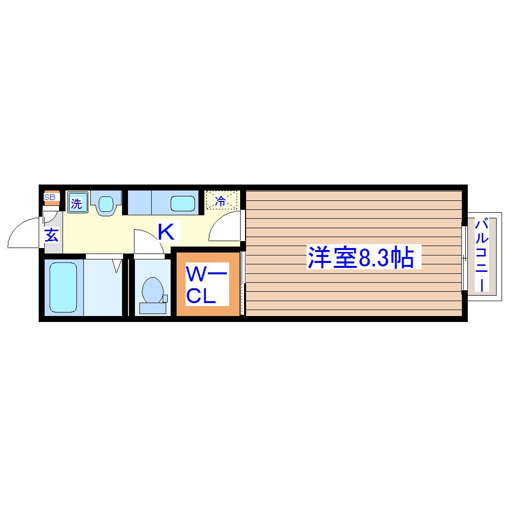 コンフォート詩音(1K/2階)の間取り写真