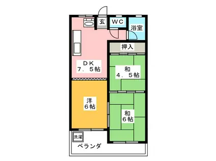 コーポかさはら(3DK/2階)の間取り写真