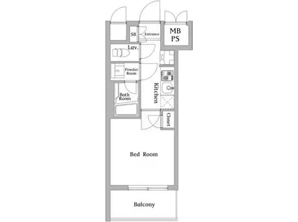 ハーモニーレジデンス川崎002(1K/14階)の間取り写真