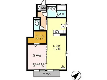 セジュール・ド・ヴァンズB(1LDK/1階)の間取り写真