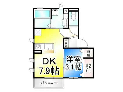 ラ・プティット・シャトウ(1DK/1階)の間取り写真