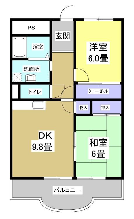 エミネンス(2LDK/3階)の間取り写真