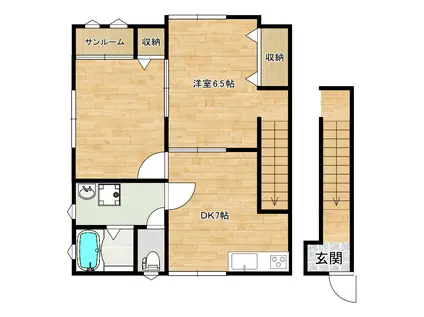 山形鉄道フラワー長井線 あやめ公園駅 徒歩18分 2階建 築8年(2DK/2階)の間取り写真