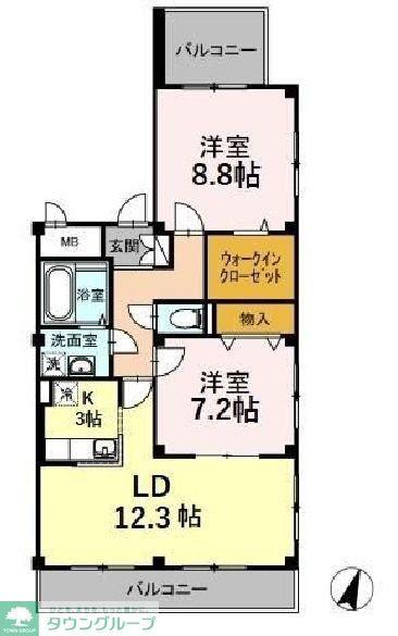 トリアード(2LDK/2階)の間取り写真