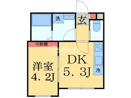 コネクトパーク東本町(1DK/2階)の間取り写真