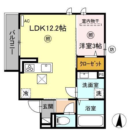 PREMILIFE寿町(1LDK/1階)の間取り写真