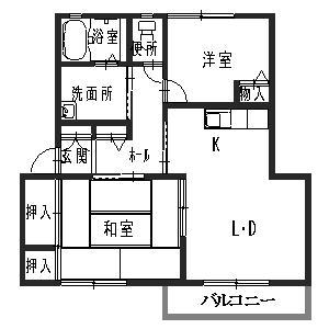 シャーメゾン北野(2LDK/2階)の間取り写真