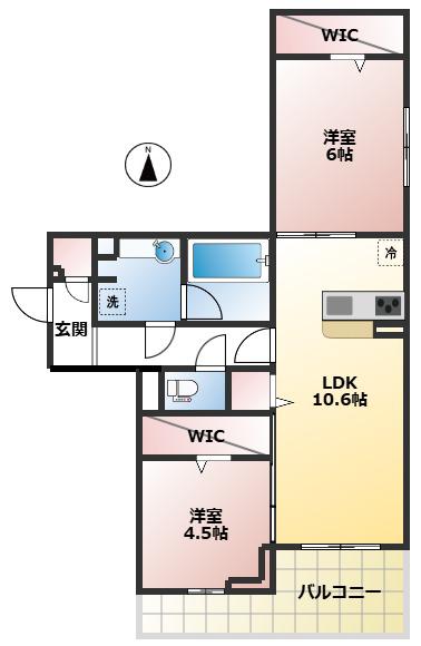 LILAS BEAUT(2LDK/3階)の間取り写真