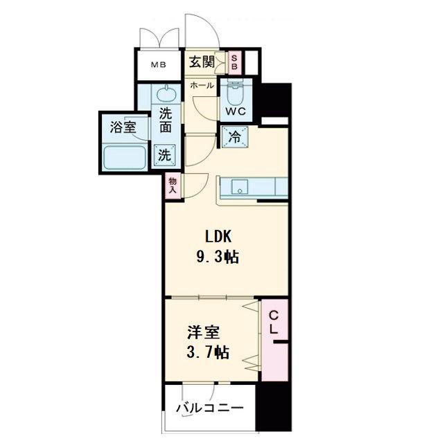 RJRプレシア南堀江(1LDK/8階)の間取り写真