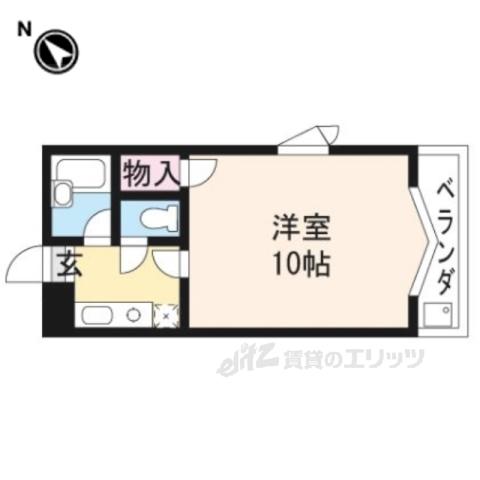 プランドール勧修寺(1K/4階)の間取り写真