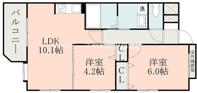 クラージュ田上(2LDK/2階)の間取り写真